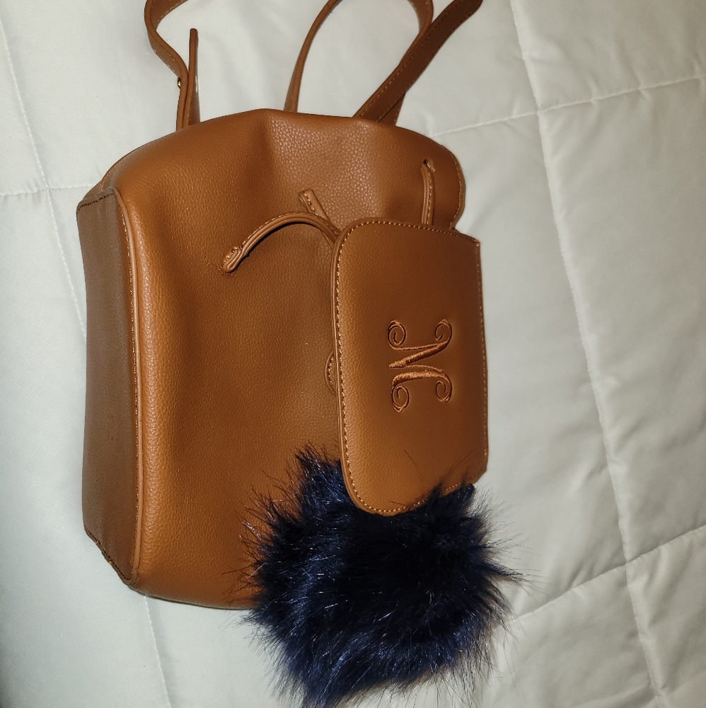 Small Faux leather monogrammed backpack